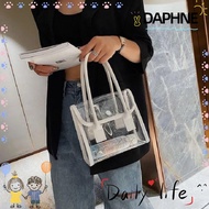 DAPHNE Transparent Bags, Fashion PVC Travel Jelly Bag, Simple PU Handle Student Beach Totes Bag