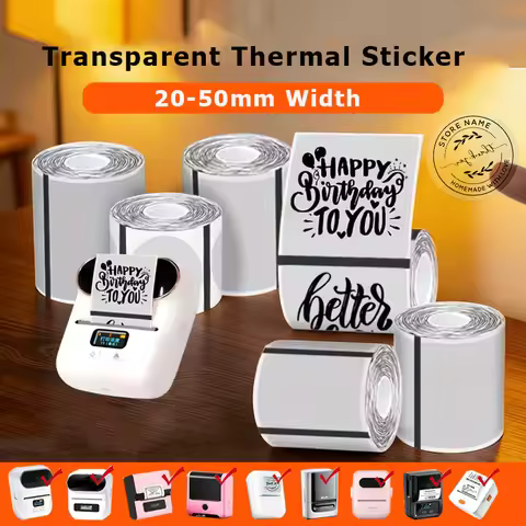 Munbyn/Nelko Transparent Label Sticker Thermal Paper for Phomemo M110 M220 M200 E210 P50 PM220 DETON