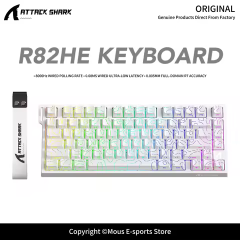 R82HE ATTACK SHARK High Performance E-sports Magnetic Switch Keyboard 8K Zero Dead Zone Adjustable R