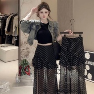 <[CDATA[Korean High-Waist Polka Dot Skirt - Stylish & Slimming]]>