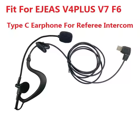 Type C Earphones for EJEAS V4 Plus F6 V7 Referee Intercom Headset Referee Intercom Arm Pack