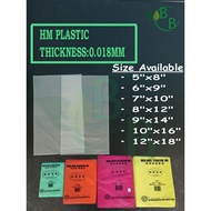 HM Plastic Bag Thin/ Nipis(Thickness 0.018mm)/Food Grade Plastic/Bungkus/Tapau 5x8"/6x9"/7x10"/8x12"/9x14"/10x16"/12x18"