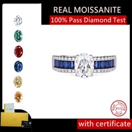 1.5ct Colorful Real Moissanite Ring Pass Diamond Test GRA Certified 18K White Gold Plated 925 Sterli