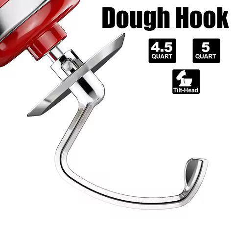 Stainless Steel Dough Hook for KitchenAid 4.5 Qt - 5 Qt Tilt-Head Mixers Sturdy & Dishwasher Safe Ki