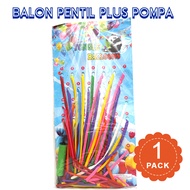 Balon Panjang Pentil plus pompa 40pc- Balon PENTIL PLUS POMPA LEMBARAN