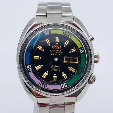 Orient Crystal Automatic Watch (Red Dial) – 21 Jewels Water Resistant Stainless Steel Band