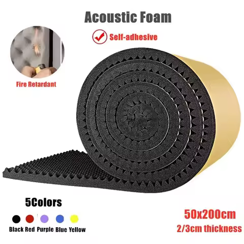 Make friend 1Pc 50x200cm Acoustic Foam Self-adhesive Egg Sound Insulation Panels High Density for St