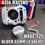 WAVE 125 65MM ( 4 VALVE ) LEO RACING BLOCK SUPER HEAD SET 65MM LEO THAILAND WITH BLOCK/PISTON/RING/CLIP/PIN