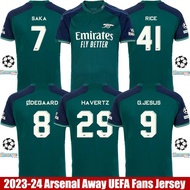 XY Fb 2023-2024 เสื้อยืด แขนสั้น พิมพ์ลาย Arsenal Third Away Jersey UEFA Rice Degaard Havertz Saka J