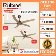 Rubine Ceiling Fan (41 Inch / 53 Inch) 4-Speed AC Motor VENTO Series Ceiling Fan RCF-VENTO42-5B / RCF-VENTO53-5B