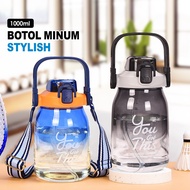 Stylish 1L 1000ML Gradient Color Drinking Bottle with Straw Tumbler TALI & Large Handle 8019