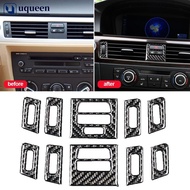 UQUEEN 5Pcs Carbon Fiber Car Interior Auto Interior Sticker Central Air Vent Outlet Trims Accessory For BMW 3 Series E90 E92 E93 L6Y7