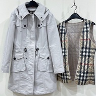 Burberry 倫敦 二件式格紋連帽風衣外套(帽可收) 內搭一件可拆卸的格紋背心