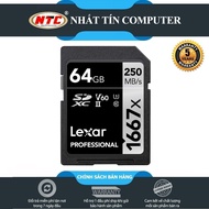 Thẻ nhớ Máy Ảnh SDXC Lexar Professional 64GB 1667x UHS-II U3 V60 Read 250MB/s / Write 120MB/s (Đen)