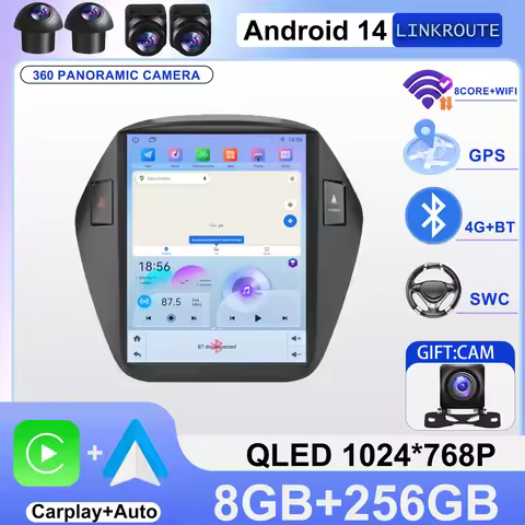 Android 14 Car Radio Wireless Carplay For Hyundai lX35 Tucson 2009-2015 9.7" Stereo Multimedia Video