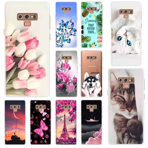 360 Full Protective Case For Samsung Note 9 Case Cat Floral Soft Silicone Back Cover Case For Samsun