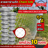 ลวดตาข่ายถัก Chain link Fence ช่องตา 2.5 ความยาว10m. กว้าง0.8m/1m/1.2m/1.5/1.8/2m ลวดตาข่ายเหล็ก ประตูบ้าน ประตูบานเลื่อน ตาข่ายเหล็กถัก รั้วบ้าน