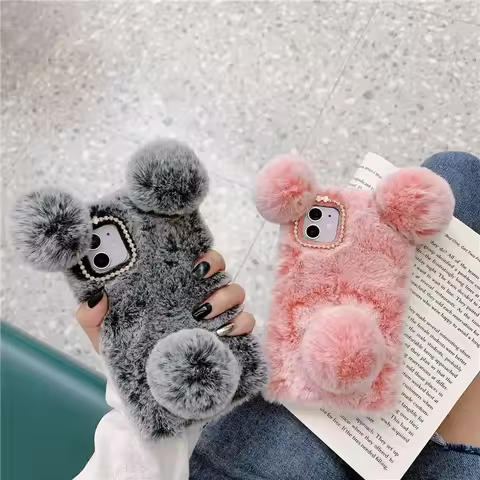 Cute Fur Plush Case For OPPO Realme 8 7 6 5 Pro 6I 5I C15 C12 C11 C3 C2 XT X2 Reno 5 4 2Z A78 A17 A5