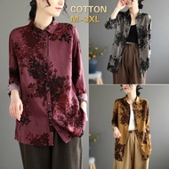 WGBReady StockImmediateVintage High Quality Cotton Blouse Bunga Floral Labuh Murah Muslimah Women Loose Leisure All-Matching Korean Style Plus Size Long Sleeve Shirt Baju Kemeja Perempuan Blause Wanita