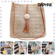 DAPHNE Beach Shoulder Bags, Handheld Straw Weaving Bucket Bag, High Quality Straw Tote Bag Women