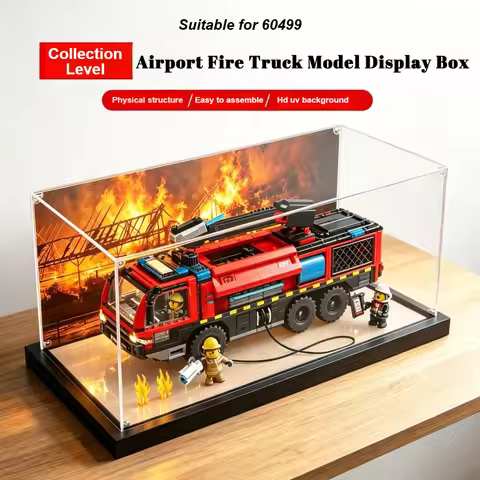 New 3mm Dustproof Display Box for lego 60499 Airport Fire Truck Model Display Case Storage Box Organ