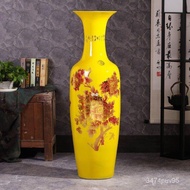 Jingdezhen Red Ceramic Large Vase Living Room Floor Hotel Ornaments TV Cabinet Large Vase2Rice Decoration