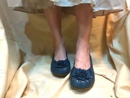 台灣製 真皮莫蘭迪藍娃娃鞋24.5