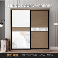 (FREE Shipping & FREE Installation) TECK SENG 8 Feet Sliding Doors Wardrobe / Anti-Jump / 2 Sliding 