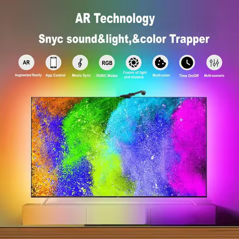 RGBIC LED TV Backlight Strip 55-85inch App Control Sound Sync AR Color Sensor TV Ambient Backlight f