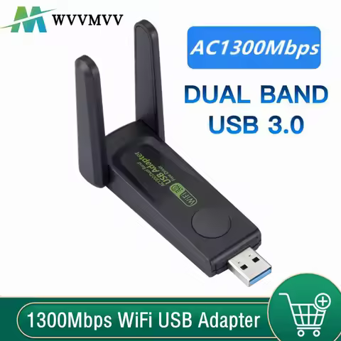 1300Mbps WiFi USB Adapter Dual Band 2.4G/5Ghz Wi-Fi Dongle 802.11AC Powerful Antenna Wireless Receiv