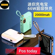 Chi 66W 20000mAH Fast Charing Powerbank With 2 Cables Cute Mini Powerbank With Lanyard Portable Digi