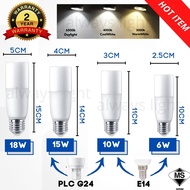 [2 YEARS WARRANTY] LED BULB 6W 10W 15W 18W E27 E14 PLC LED STICK BULB