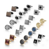 Dali Men Business Banquet Shirt Cufflinks Classic French Patch Copper Cufflinks Checkerboard Gold-Pl