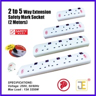 2 to 5 Way Extension Safety Mark Socket (2 Meter)
