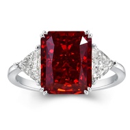 RODIFFY 4CT Radiant Cut 3-Stone Engagement Ring,Yellow,Pink,Clear Simulated Diamond Ring,Colored Gem