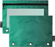 Modern 3 Ring Binder Pencil Pouch Green Black Gradient Zipper Binder Pencil Bags School Clear Binder