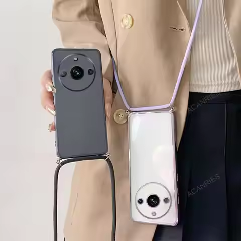 Luxury Plating Transparent Necklace Crossbody Lanyard Case For Oppo Realme 11 Pro Plus 5G Back Cover