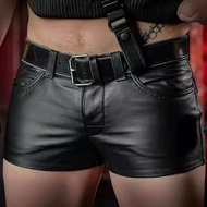 Tough Guy Style Ultra Short Leather Pants Casual Pants Simulation Leather Beach Nightclub Performanc