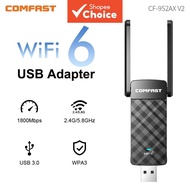 COMFAST WiFi6 USB Adapter AX1800 2.4G&5G E-Sports Wireless NIC Adapter 2*3dBi Antenna USB3.0 RTL8832