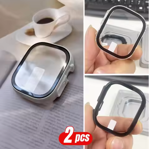 2PCS Black Tempered Glass Screen Protector For Apple Watch Ultra 2 3 Ultra2 3 Protection Case Cover 