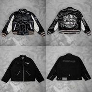Preface Uncharted Varsity Leather Jacket/Silvercraft Work Jacket/Black