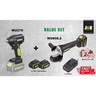 J&E  Worx Cordless Professional Tool WU808 20V BATTERY 100MM BRUSHLESS MOTOR  + WU279 1/2" 320N.m  I