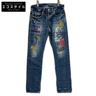 Hysteric Glamour 0263AP19 靛藍色鉚釘口袋 Hysgirl Paint 直筒牛仔褲 W28L32 [二手]
