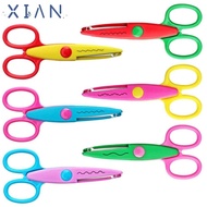 XIANEE 1/6PCS Lace Scissors, Wavy Pattern Small Round Head Art Safety Scissors, Minimalistic DIY Col