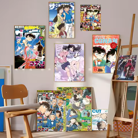 D-Detective C-Conan Anime Posters Sticky Fancy Wall Sticker for Living Room Bar Decoration Room Wall