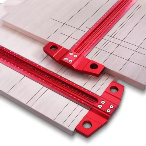 Precision Marking T-Ruler Aluminum Woodworking Scribe Marking Gauge 60-600mm Crossed-out Hole Scribi