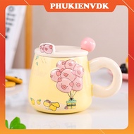 Cốc Sứ Hoạt Hình Bóng Bay Có Nắp Thìa Cao Cấp Ly Uống Nước Cốc Văn Phòng Cặp Đôi L39