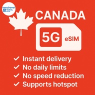Canada eSIM 5G High Speed Data No Daily Limits Hotspot Supported 5GB 10GB 20GB 30Days
