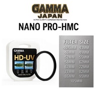(NEW READY STOCK) GAMMA NANO PRO-HMC UV FILTER ALL SIZE FOR SONY/CANON/NIKON/PANASONIC/FUJIFILM/TAMR