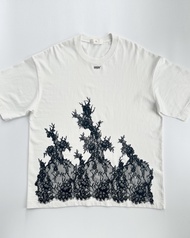 Rotsaniyom Lace detail oversized T-shirt in white
